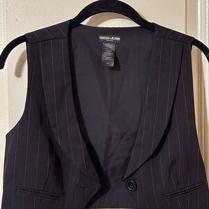 GUESS Black Pinstripe Vest